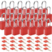Cadenas de verrouillage Velocity, Rouge, Cl&eacute;s diff&eacute;rentes, Aluminium, Largeur de 1-1/2" O-Max