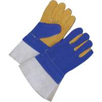 Gants pour soudeur doubl&eacute;s avec poignet de 5", Cuir de vache refendu, Taille 2T-Grand O-Max