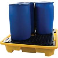 4-Drum Spill Pallet, 66 US gal. Spill Capacity, 57.5" x 57.5" x 12" O-Max
