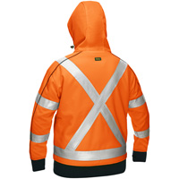 Coton ouat&eacute; doubl&eacute; de sherpa avec capuchon &agrave; fermeture &eacute;clair compl&egrave;te et X au dos Bisley pour femmes, Petit, Orange haute visibilit&eacute; O-Max