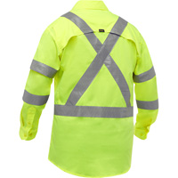 Chemise de travail &agrave; manches longues et X au dos Bisley avec X-Airflow, Poly-coton, Petit, Jaune lime haute visibilit&eacute; O-Max