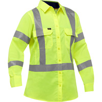 Chemise de travail &agrave; manches longues et X au dos Bisley avec X-Airflow pour femmes, Poly-coton, Petit, Jaune lime haute visibilit&eacute; O-Max