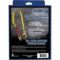 External Energy Absorber Lanyard with 2-1/4" Hook in Retail Box, 6', Snap Hook Center, Snap Hook Leg Ends, Polyester O-Max