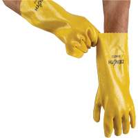 Rough-Finish Chemical-Resistant Gloves, Size 9, 14" L, PVC, Interlock Inner Lining, 47-mil O-Max