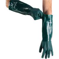Double Dipped Green Gloves, 18" L, PVC, Cotton Jersey Inner Lining, 70-mil O-Max