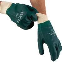 Gants verts &agrave; double enduit, 10" lo, PVC, Doublure en Jersey de coton, 70 mils O-Max