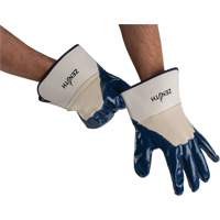 Gants &agrave; poignet de s&eacute;curit&eacute; de poids lourd, 11/2T-Grand, R&ecirc;vetement Nitrile, Enveloppe en Coton O-Max