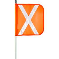 Heavy-Duty Safety Whip, Threaded Mount, 8' High, Orange with Reflective X O-Max