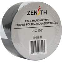 Aisle Marking Tape, 2" x 108', PVC, Noir et blanc O-Max