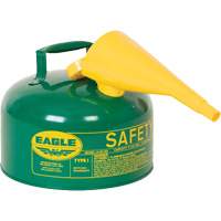 Safety Can for Combustibles with Funnel, Type I, Galvanized Steel, 2.5 US gal., Green, FM Approved/UL/ULC Listed O-Max