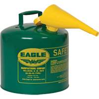 Safety Can for Combustibles with Funnel, Type I, Galvanized Steel, 5 US gal., Green, FM Approved/UL/ULC Listed O-Max