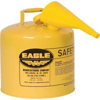 Safety Can for Diesel with Funnel, Type I, Galvanized Steel, 5 US gal., Yellow, FM Approved/UL/ULC Listed O-Max