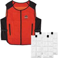 Veste de refroidissement &agrave; changement de phase l&eacute;g&egrave;re avec sachets de recharge Chill-Its 6260, Petit/Moyen, Orange O-Max