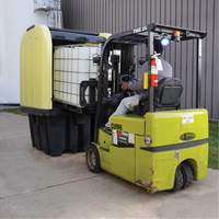 Yellow Roll Top Hardcover Spill Pallet, 65" L x 65" W x 101" H, 5000 lbs. Load Capacity O-Max