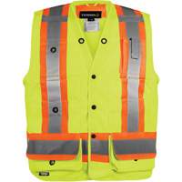 Veste haute visibilit&eacute; pour arpenteur, Orange haute visibilit&eacute;, Petit, Polyester O-Max