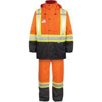 Ensemble de pluie haute visibilit&eacute; en tissu 150 deniers, Polyester, Petit, Orange haute visibilit&eacute; O-Max