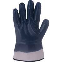 Gants bleu marine avec manchettes renforc&eacute;es &agrave; entoilage coll&eacute; Horizon, Moyen, R&ecirc;vetement Nitrile, Enveloppe en Jersey/Coton O-Max