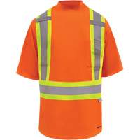 Viking&reg; Safety Bamboo Lined T-shirt, Polyester, Small, High Visibility Orange O-Max