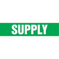 Marqueurs de tuyau "Supply", Autocollant, 4" h x 24" la, Blanc/vert O-Max