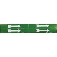 Marqueurs de tuyau avec flèches, Autocollant, 1-1/8" h x 7" la, Blanc/vert SI733 | O-Max