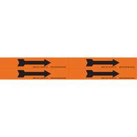 Marqueurs de tuyau avec flèches, Autocollant, 1-1/8" h x 7" la, Noir/orange SI734 | O-Max