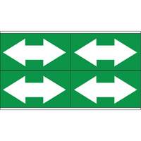 Dual Direction Arrow Pipe Markers, Self-Adhesive, 1-1/8" H x 7" W, White on Green O-Max