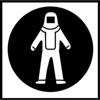 Right to Know Pictogram Labels - Full Protection Suit, Vinyl, Sheet, 5/8" L x 3/4" W O-Max