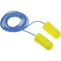 Bouchons d'oreilles n&eacute;on jaune E-A-Rsoft, Vrac - Sac en poly, Avec cordon O-Max