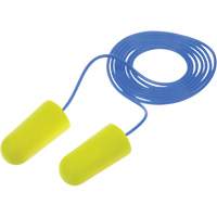 Bouchons d'oreilles n&eacute;on jaune E-A-Rsoft, Vrac - Sac en poly, Avec cordon O-Max