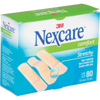 Bandages confortables Nexcare, Rectangulaire/carr&eacute;e, 3", Tissu, St&eacute;rile O-Max