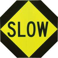 Panneau de signalisation à deux côtés « Stop/Slow », 18" x 18", Aluminium, Anglais SO101 | O-Max