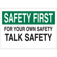 Enseigne  Talk Safety , 10" x 14", Aluminium, Anglais O-Max