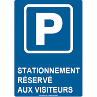 Panneau de stationnement r&eacute;serv&eacute;, 14" x 10", Aluminium, Français avec pictogramme O-Max