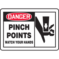 Enseigne  Pinch Points , 7" x 10", Plastique, Anglais avec pictogramme O-Max