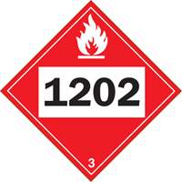 Plaque-&eacute;tiquette TMD 1202 pour liquide inflammable huile combustible, Vinyle adh&eacute;sif O-Max