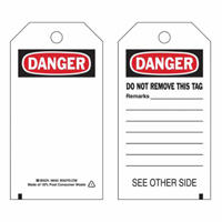 Self-Laminating Safety Tags, Polyester, 3" W x 5-3/4" H, English O-Max