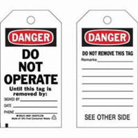 Self-Laminating Safety Tags, Polyester, 3" W x 5-3/4" H, English O-Max