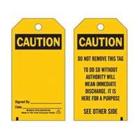 Accident Prevention Tags, Polyester, 3" W x 5-3/4" H, English O-Max