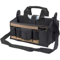 Center Tray Tool Bag, Canvas, 16 Pockets, Black O-Max