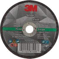 Silver Cut-Off Wheel, 3" x 0.04", 3/8"-24 Arbor, Type 1, Ceramic, 25645 RPM TCT839 | O-Max