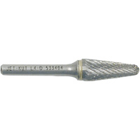 L4-D JET-KUT&reg; Taper Shape Burr with Radius End, 1/4" Dia., 1/4" Shank, 1-1/8" Depth of Cut O-Max