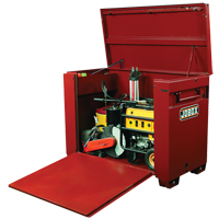 Coffre grande capacit&eacute; avec panneau frontal ouvrant, 60" x 31" x 45", Acier, Rouge O-Max