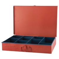 Coffre avec 12 compartiments ajustables, 12" P x 18" la x 3" h, Rouge O-Max