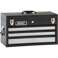 Tool Box - 3 Drawers, 10" D x 20-1/2" W x 12" H, Black O-Max