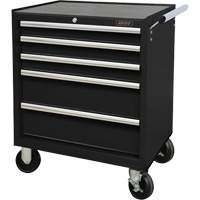 Industrial Tool Cart, 5 Drawers, 27" W x 18-3/4" D x 31-1/2" H, Black O-Max