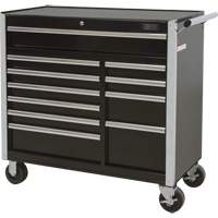 Industrial Tool Cart, 11 Drawers, 41" W x 18-3/4" D x 39-1/3" H, Black O-Max