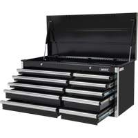 Coffre &agrave; outils industriel, 41" la, 10 tiroirs, Noir O-Max