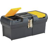 2000 Series Tool Box with Tray, 16" W x 7-1/10" D x 8-1/10" H, Black/Yellow O-Max