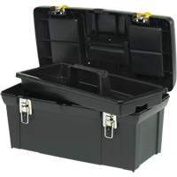 2000 Series Tool Box with Tray, 24" W x 11-1/4" D x 11" H, Black/Yellow O-Max