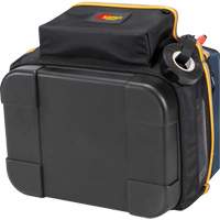 Molded Base Electrical/HVAC Tool Carrier, Ballistic Polyester, 20 Pockets, Black/Blue O-Max